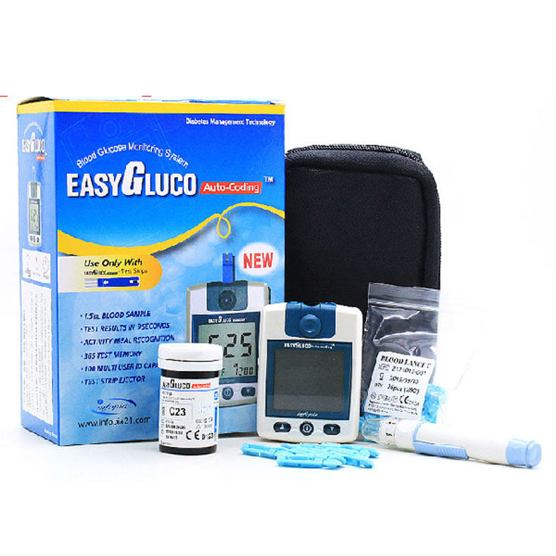 易康2型家用电子血糖仪原装进口送25条试纸条采血针组合套装