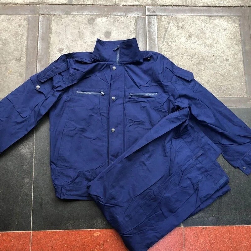 In Stock Blue Zipper Work Clothes Old-Fashioned Blue Stain-Resistant Zipper Old-Fashioned Work Clothes Pants Suit