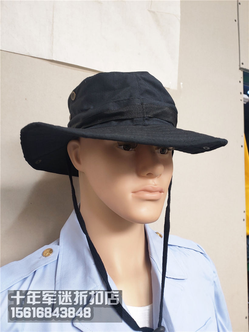 Sunscreen hat Breathable Visor Round edge hat Black Canvas Fishing Hat Benny Hat Round Black Canvas Hat