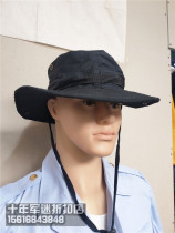 sunscreen hat breathable sun-shading round side hat black Canvas Fishing Cap Running Nihat Round Black Canvas Hat