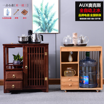 New Chinese tea cabinet Household tea cabinet Tea cart Solid wood mobile tea table Small tea table Automatic water tea set