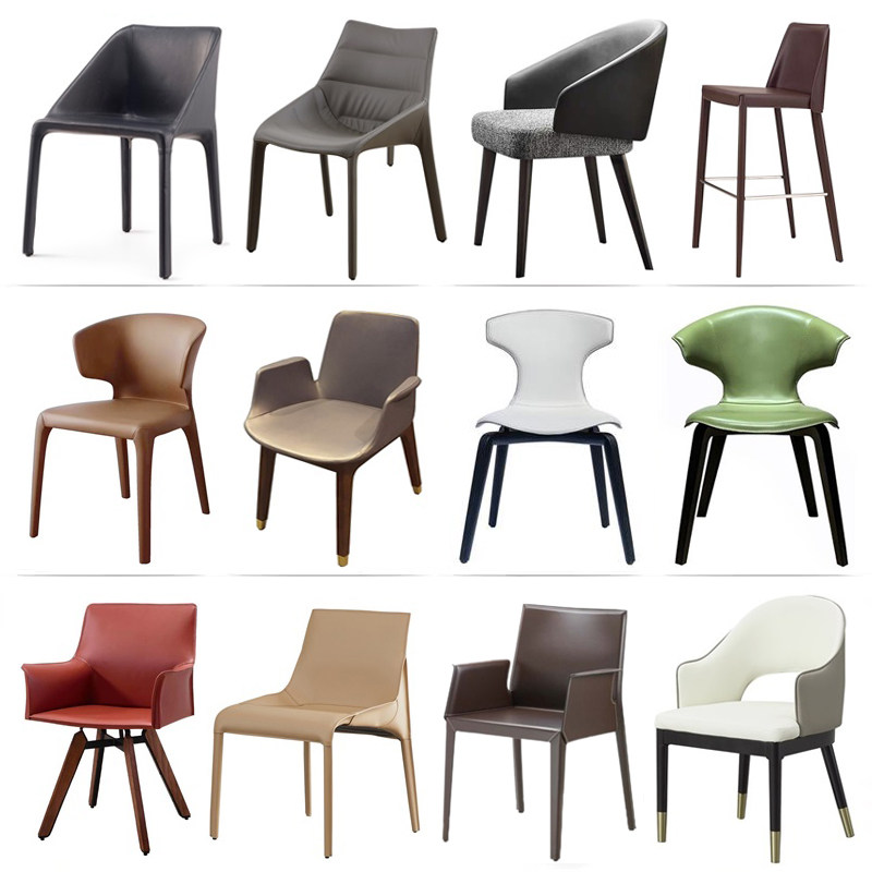 Light Luxury Leather Dining Chair Designer Back Chair Coffee Chair Solid Wood Negotiation Chair Saddle Hard Leather Conference Chair A1248 - Taobao