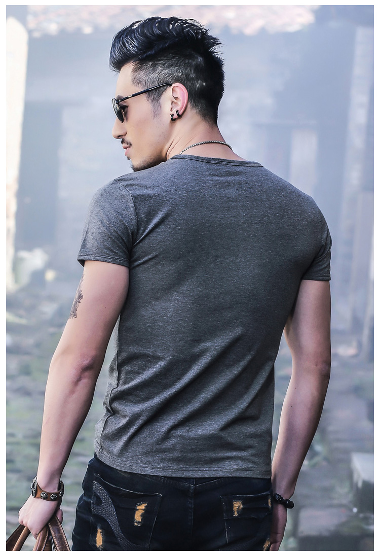 3968 áo thun nam tay ngắn cổ tròn cotton máu nửa tay áo sơ mi trắng tinh khiết 丅 桖 quần áo xuân hè áo thun trơn nam