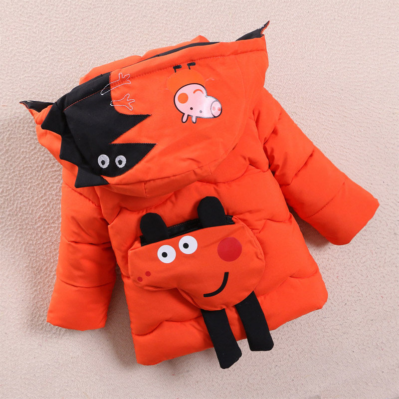 Korean boy's cotton-padded coat mid-length 2022 autumn and winter children's down cotton coat thickened baby cartoon cotton-padded jacket