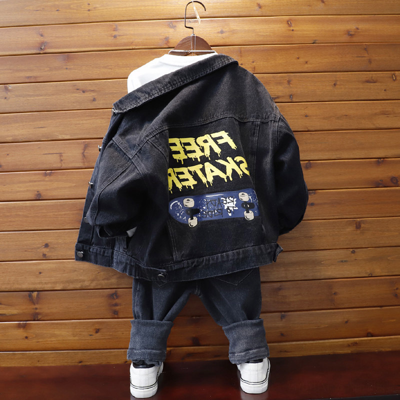 South Korean boy denim jacket 2022 Spring and autumn foreign fashion Casual Jacket Clothing CUHK Child Loose Denim