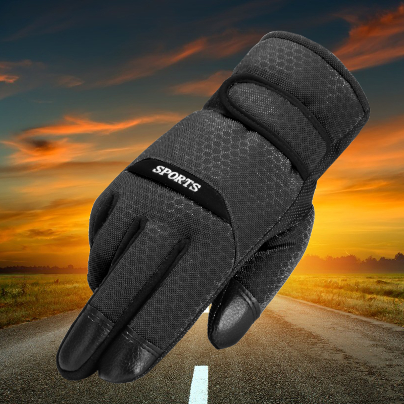 Gloves Lady Winter Warm Thickening Plus Suede Anti-Cold Waterproof Windproof Riding Five Fingers Bike Skiing