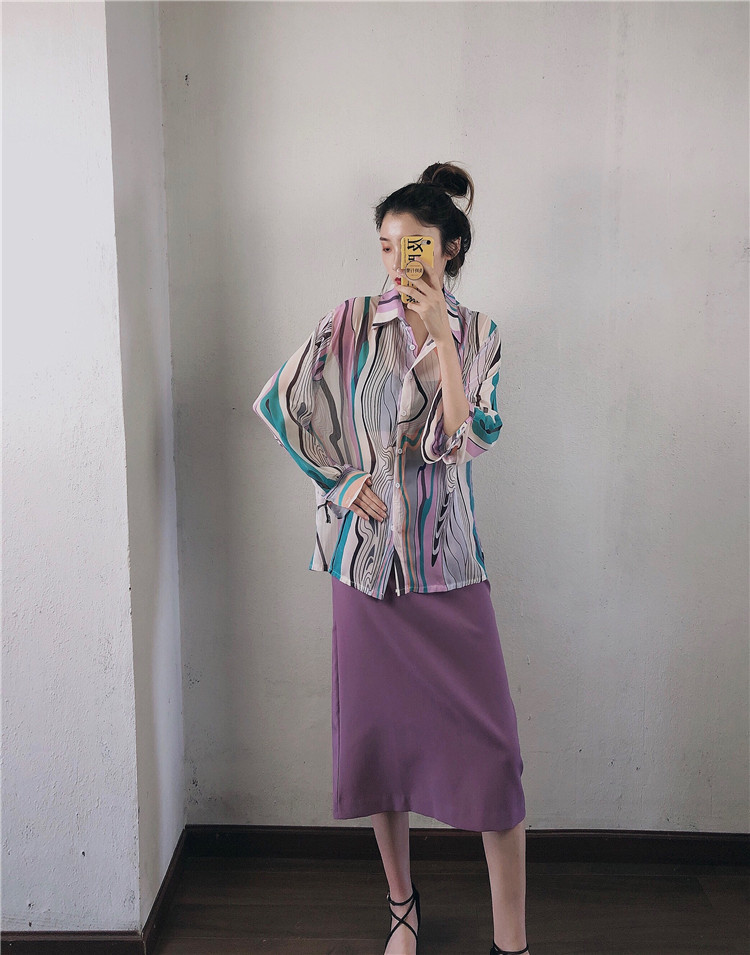泫 紫色 skirt Váy tím dài đến mắt cá chân mới eo cao túi đeo hông Hàn Quốc đã mỏng manh chia váy - Váy chân váy jean dài