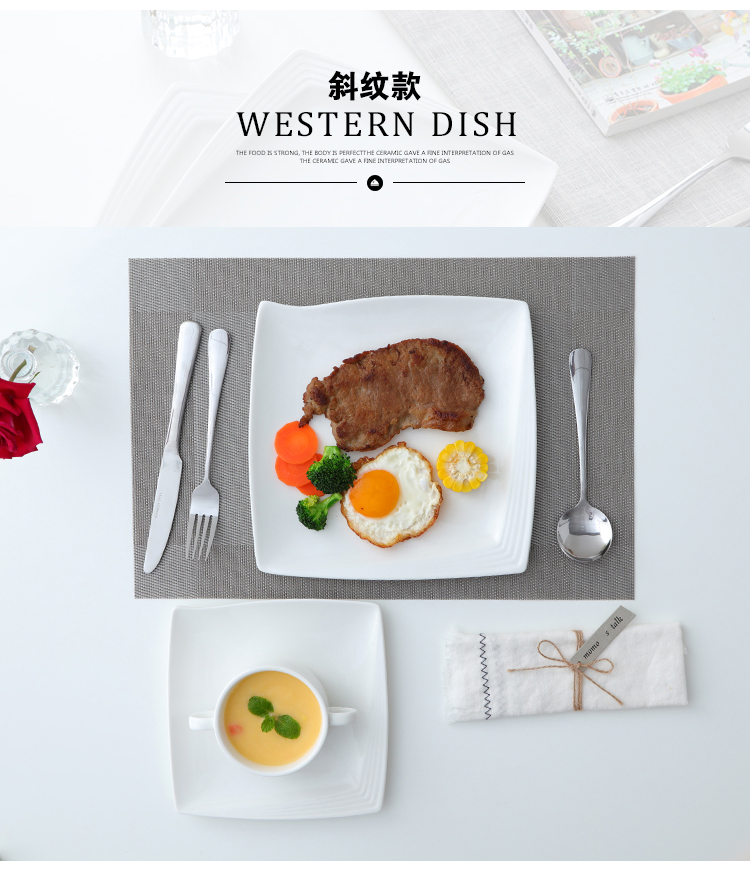 Steak tấm dao kéo kiểu phương Tây đặt đĩa trắng phẳng đĩa bánh tráng miệng món ăn gia đình gốm cá tấm đĩa - Đồ ăn tối khay đựng thức ăn