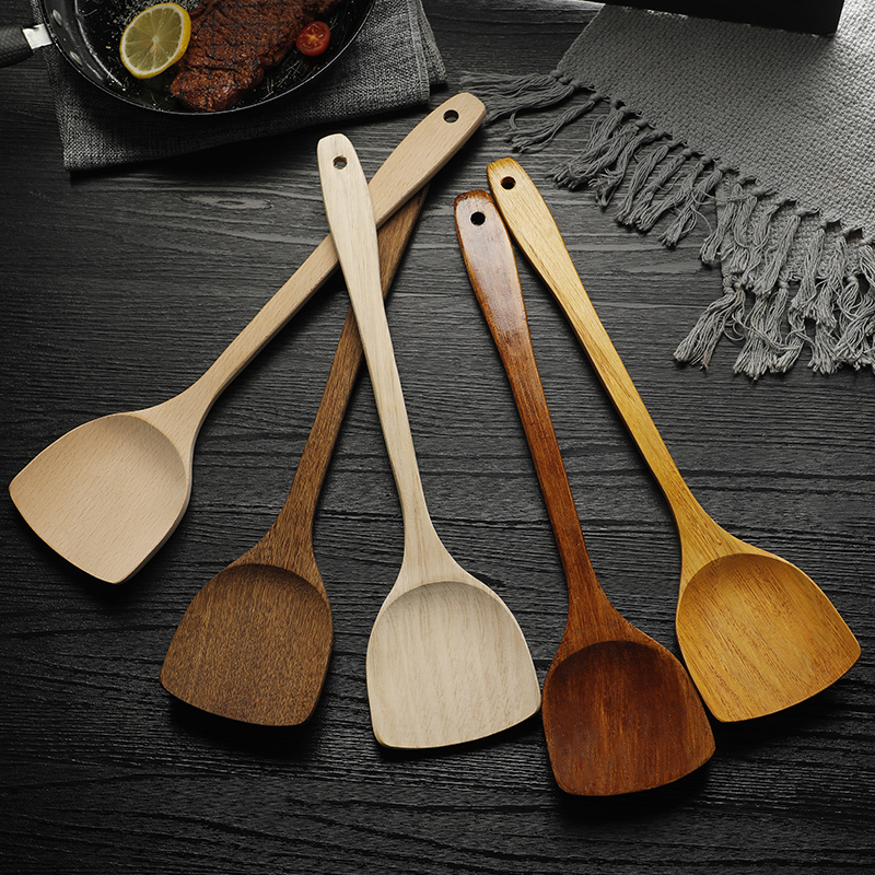 Wood Shovel Home Wood Pan Shovel Not Stained Wood Solid Wood High Temperature Resistant Suits for Special Kitchen Items Fried Vegetables