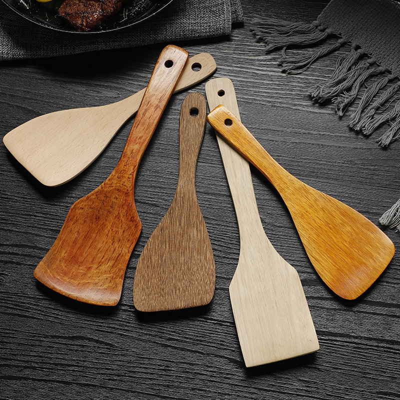 Wood shovels without dipping into the pan Special stir-fry Bamboo Small Number Student Dorm Room Mini Pan Shovel Home High Temperature Resistant