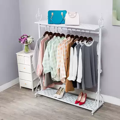 Simple drying rack floor-standing indoor wrought iron display hanger household bedroom clothes rack white clothing rack