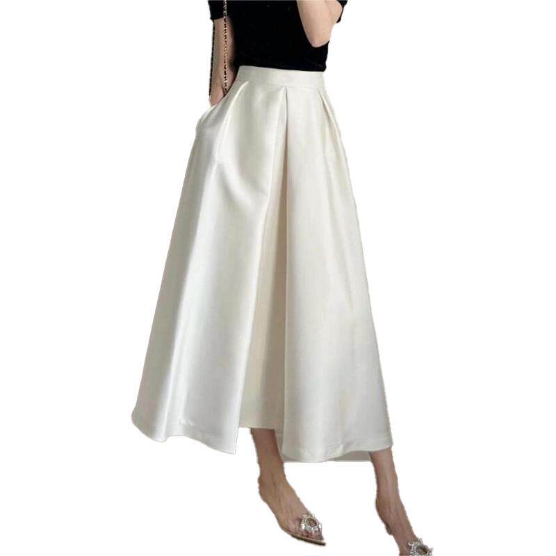 Плюс размер бюста платье 大卖漏~牛x货今年流行的美丽时尚的高腰缎面优雅中长裙女士夏季 Other