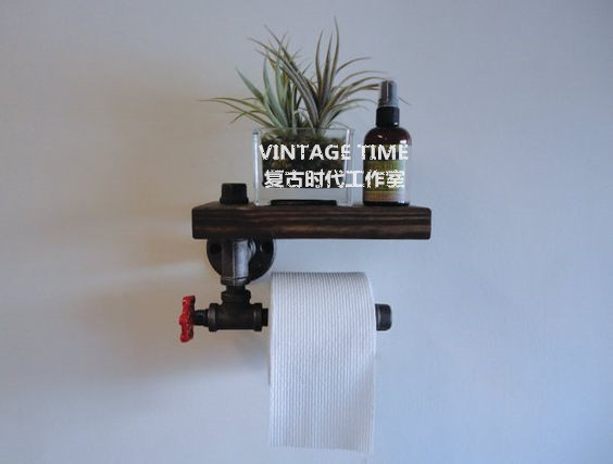 Industrial Vintage Style Faucet Valve Toilet Paper Hook Powder Room Roll Toilet Paper Holder