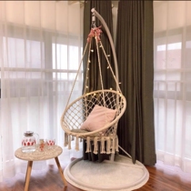 ins Net red hanging chair Swing tassel hanging basket Shaking sound Nordic cradle Childrens rocking chair Princess hammock bed and breakfast rattan chair