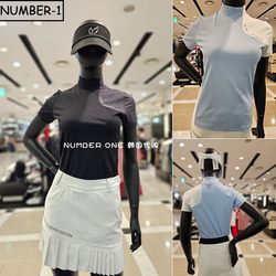 한국 구매 마스터 토끼 골프 유니폼 24 년 여성의 여름 컬러 블로킹 로고 쿨 짧은 슬리브 티셔츠
