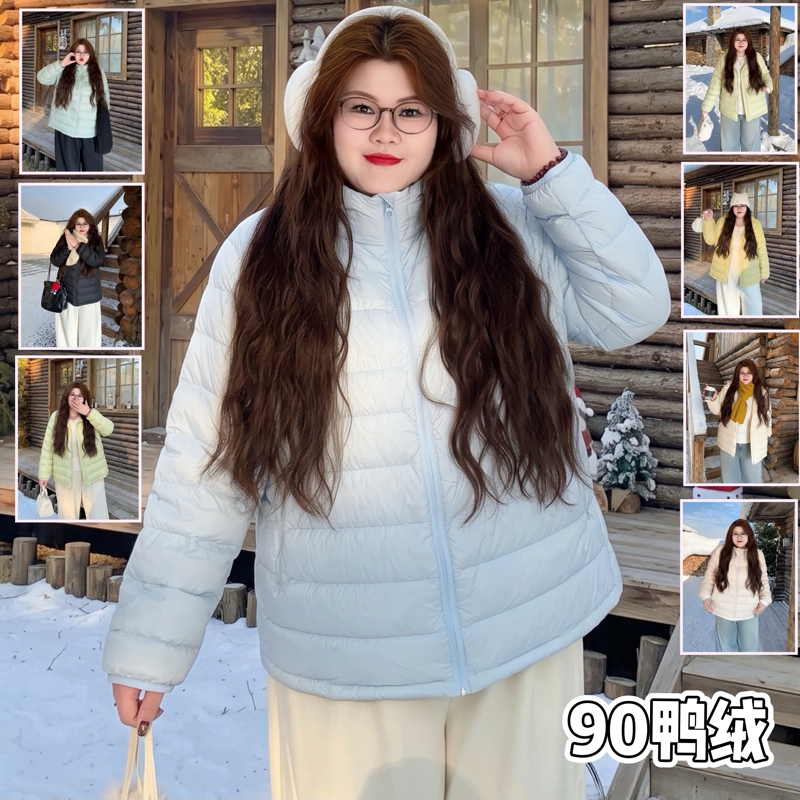 Fat Xiaoxiao Plus-Size Women's Clothing Fat mm Winter Simple Versatile Lightweight Short Hooded down Jacket Coat 18948X