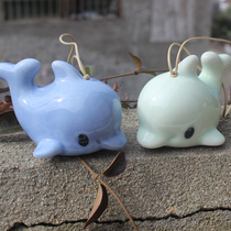 National new crazy rush Jingdezhen wind chimes ornaments hanging simple modern Cyan big dolphin whale special gift