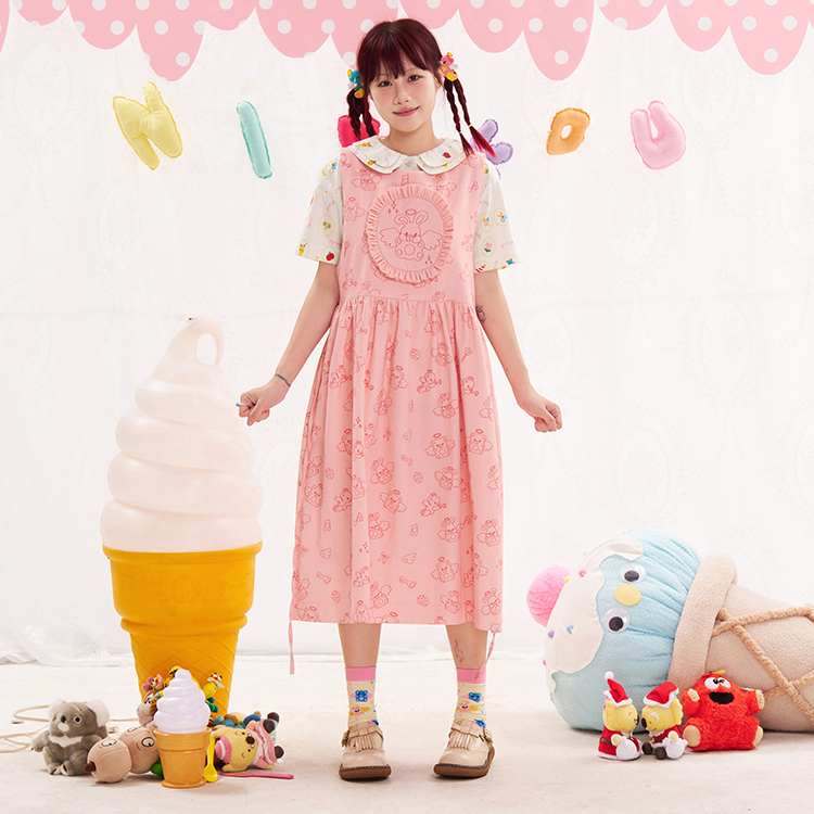 Warm and Light Nikkou Animal Angel Suspender Dress, Two Colors Available, Cute Japanese Style, Waist-Cinching