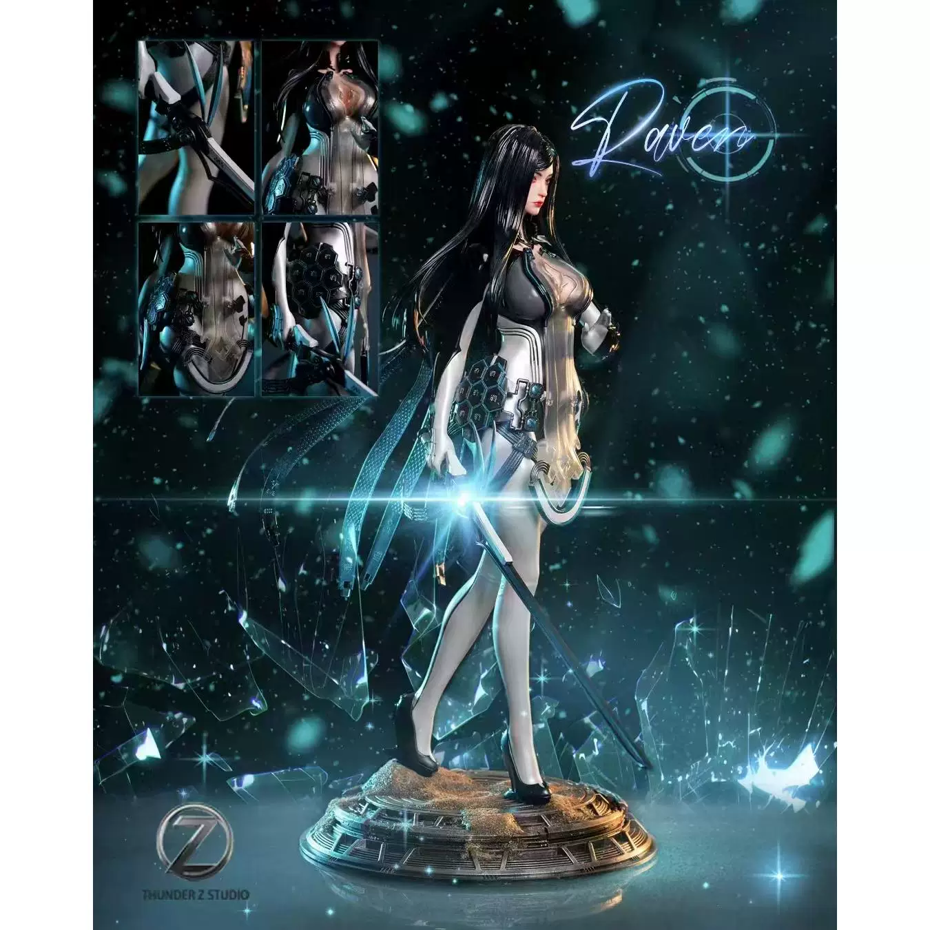 [Пятьдесят пять] GK Thunder Z Sword Star Raven 1/4 Overseas Purchasing Figure Model Limited Statue