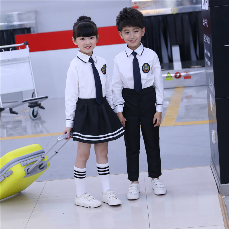 Mới học sinh tiểu học và trung học hợp xướng trang phục thơ đọc đồng phục học sinh mùa thu và mùa đông trang phục trẻ em biểu diễn quần áo yếm áo len bé gái