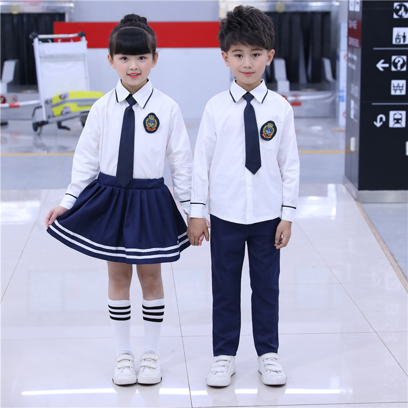 Mới học sinh tiểu học và trung học hợp xướng trang phục thơ đọc đồng phục học sinh mùa thu và mùa đông trang phục trẻ em biểu diễn quần áo yếm áo len bé gái