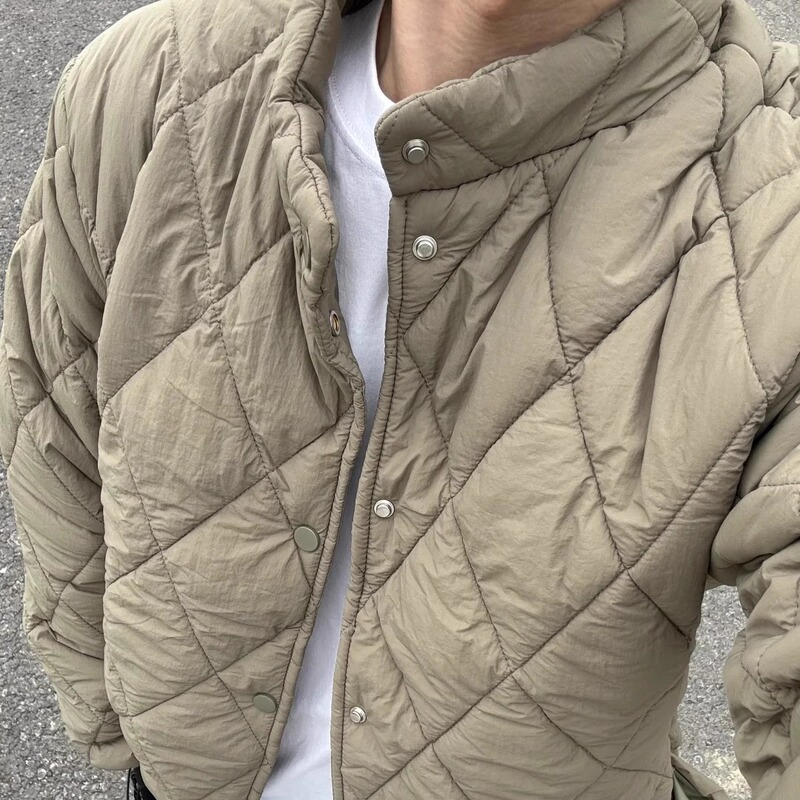 Highly Effective in Keeping Warm! Japanese-Style Couple's Retro Quilted Diamond-Patterned Jacket, Padded Coat, Cotton Clothing