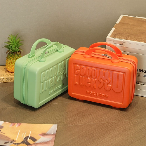 Мультяшная портативная косметичка, вместительная и большая сумка, маленький портативный чемодан, 14 дюймов