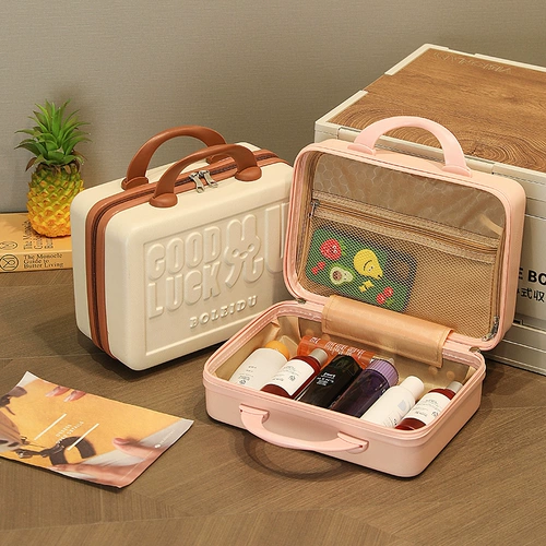 Мультяшная портативная косметичка, вместительная и большая сумка, маленький портативный чемодан, 14 дюймов