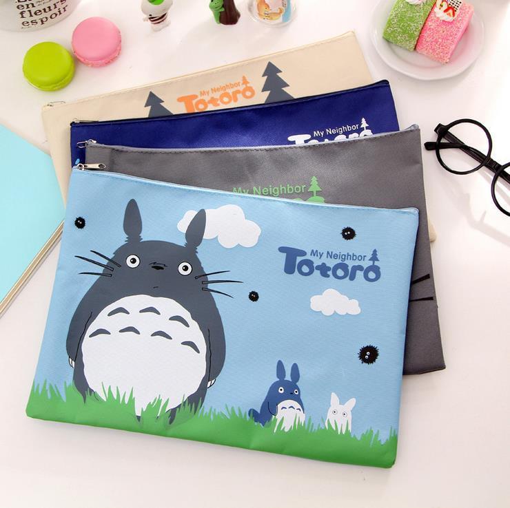 File bag zipper student canvas animal cat Korea waterproof information bag small fresh test paper bag Oxford cloth portable