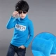 Bé trai cộng với áo nhung đáy 2018 quần áo trẻ em mùa thu đông mới trong áo phông trẻ em lớn cổ cao trẻ em áo thun dài tay dày áo thun trẻ em nữ