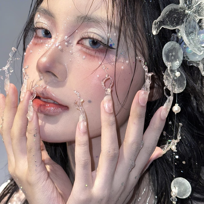 New Mermaid Makeup Style Transparent and Moisturizing Wearable Long Nail Tips Fairy Style Super Fairy-Like Temperament Nail Stickers New Mermaid Makeup Style Transparent and Moisturizing Wearable Long Nail Tips Fairy Style Super Fairy-Like Temperament Nail Stickers