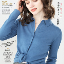 Spring and autumn new cashmere POLO knitted shirt Korean version loose short thin cardigan lazy wind sweater womens coat