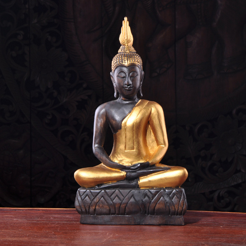 Thai Import Craft Gifts Swing Accessories in Southeast Asia Wood Sculpture Sitting Buddha Swaying Pieces Living Room Xuanguan TV Cabinet Retro Furnishing