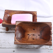 Thailand imported crafts solid wood drain soap box log creative handmade soap dish without lid teak soap box
