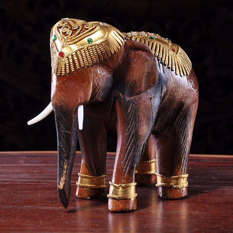 Thai Import Craft Gifts Swing Accessories Southeast Asia Solid Wood Engraving Elephant Xuanguan Desktop Feng Shui Merchants Swaying Pieces