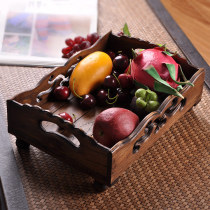 Thai crafts wood carving Hollow fruit plate Southeast Asia crafts living room coffee table ornaments wooden fruit plate