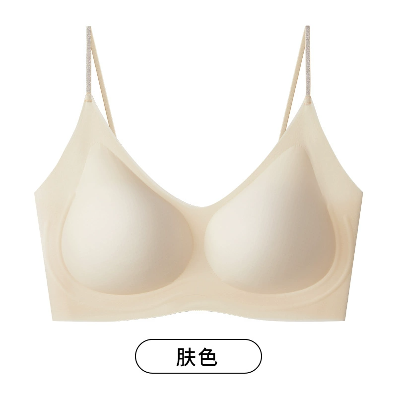 棉次元内衣女细肩带无痕山茶花香氛夏季薄款大胸显小聚拢无钢圈