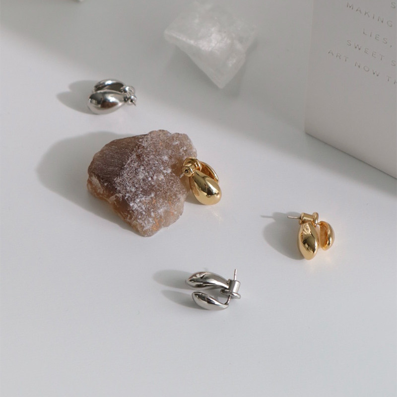 (Shen Vision Life) Aunt Cui's double-layer water drop earrings women's 925 silver high-end simple personality earrings