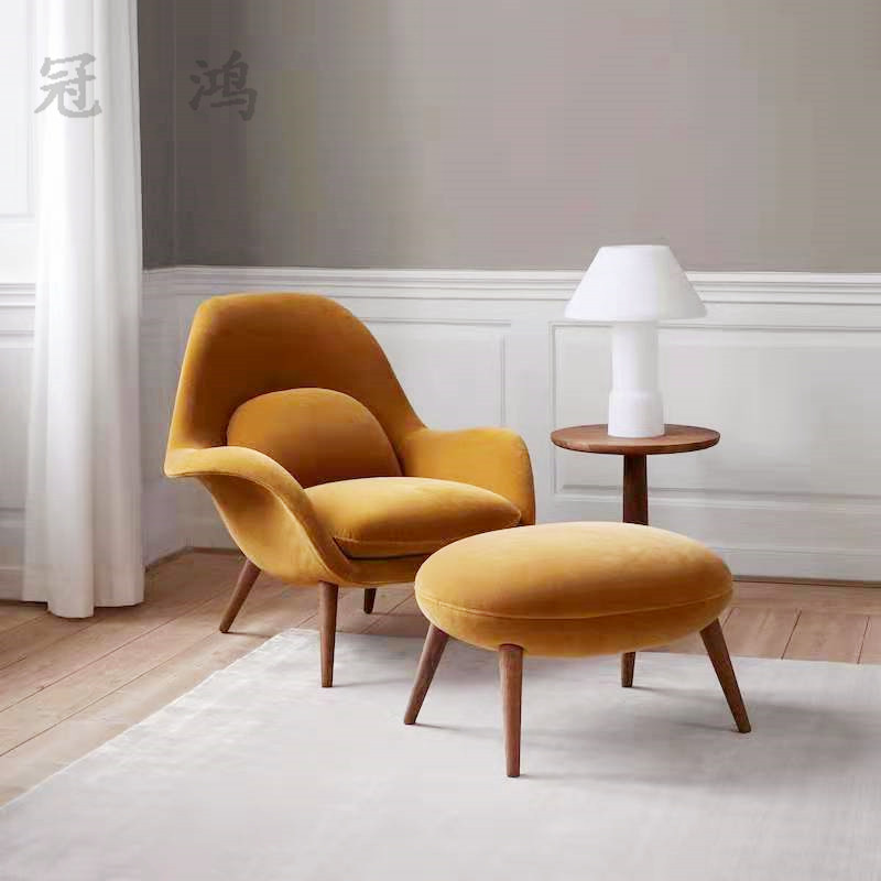 Leisure Chair Scandinavian Designer Stool Fiberglass Furniture Single Bedroom Back Small Sofa Lamb Wool Makeup Chair