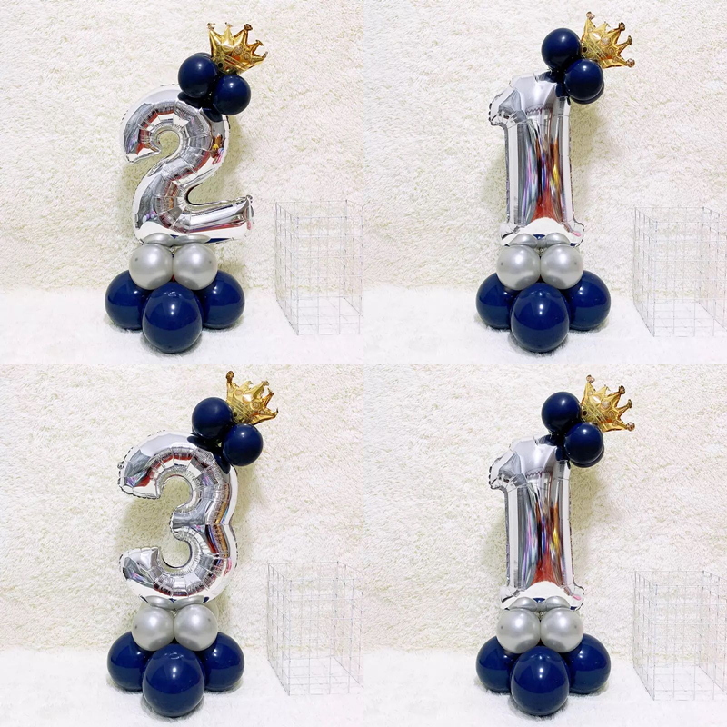 Baby birthday digital balloon 1 year old decoration guide children's digital small column birthday party aluminum film balloon