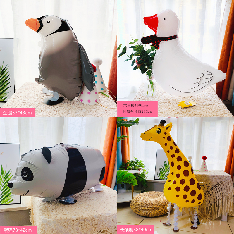 Walking animal thickened explosion-proof cartoon balloon giraffe little yellow duck dolphin children with line dolphin balloon