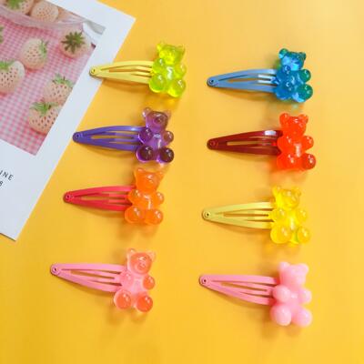 Cute Harajuku style disco, cool and cute girl, transparent gummy jelly, colorful bear hair clips, BB clips, bangs clips for girls