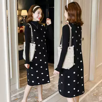 Pregnant women autumn and winter clothing set fashion 2021 new foreign style Net red sweater long version two-piece dress