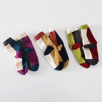 Korean version of vertical color cotton childrens socks mens and womens threaded socks