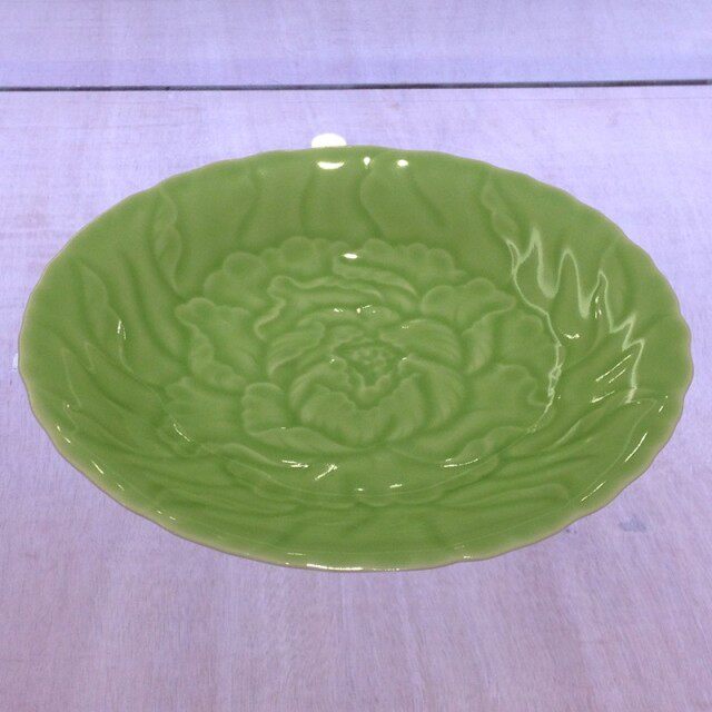 Green Porcelain Cutlery Dish Makers Direct Sales Home Hotels Ceramic Porcelain Porcelain Fashion Creative Gift Peony Plate Flat Pan