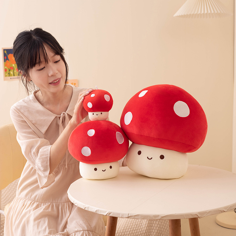 Cross-Border Realistic Red Mushroom Plush Toy, Internet-Famous Colorful Small Mushroom Doll, Small Pendant, Self-Healing Pillow