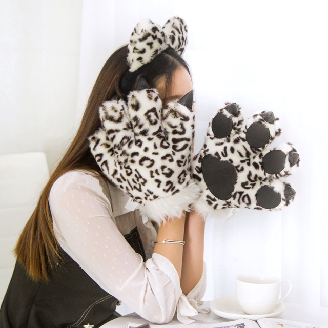 ແບບດຽວກັນຂອງ Douyin ຂອງ simulated ຖົງມື paw tiger, leopard tailband plush headband, props ການປະຕິບັດ, ຂອງຂວັນວັນເດັກນ້ອຍ