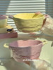 Cute Girly Double-Eared Ceramic Soup Bowl 2025 New High-Value Instant Noodle Bowl, Snail Noodle Bowl, Fruit Salad Bowl