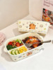 Kapibala Divided Lunch Box with Lid, Student-Specific 2025 New Model Ceramic Bento Box with Lunch Box and Cutlery