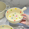 Polka Dot Cute Ceramic Tableware Set Bowl and Plate Rice Bowl Single-Serving Bowl and Plate Set Household Chopsticks Spoon